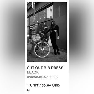 Zara black ribbed cutout dress.